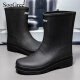 Soogree Regenstiefel nicht rutschfeste wasserdichte mittel- und hohe Röhrchen Regenstiefel im Freien im Freien im Freien, resistente Regenfeste erwachsene Wasserschuhe Männer und Frauen Universal Black Black 260mm Größen 41-42