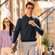 Mr. Bu Seagull Neck Cardigan Spring and Autumn Solid Color Machine-Washable Men's Sweater BT12512 Ore Lime M (170)
