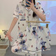 Puntada pijama de tres piezas para mujeres pantalones cortos pantalones pantalones algodón de algodón 2025 Nuevo estudiante lindo dibujos animados 14132# set de tres piezas que lleva a sombrero M 80-100Jin [Jin es igual a 0.5 kg]