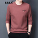 LRLA high-end long-sleeved T-shirt men's slim fit autumn and winter new business casual plus velvet thickened round neck sweatshirt bottoming shirt trendy burgundy XL 175 recommended 135-150Jin Jin equals 0.5 kg