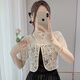 
Mu Xiaduo small shawl lace small shawl for women in summer 2024 new Chinese style plate button hook flower hollow short sleeve sunscreen cardigan 3890 apricot S