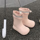 Thin strips (XIXITIAO) Wear waterproof drawstrings on rainy days outside for women's four-season universal eva parent-child fashion rain boots water shoes meat pink single layer [creative splicing] 36-37