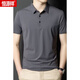 Hengyuanxiang (HYX) summer lapel traceless short-sleeved T-shirt for men's vertical striped casual polo. shirt for men's fashion thin ice silk half-sleeved gray 6996 170/M