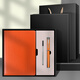 定制商务会议礼品笔记本套装礼盒皮面记事本公司活动本子可印LOGO工作会议记录本展会礼品学生奖品刻字 A5本+金属笔+笔芯-橘色