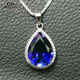 Fat Donglai's same style tanzanite sapphire drop-shaped pendant princess women's stone necklace color white gold (12X16) with chain
