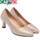 Cartelo Champagne Couleur Chaussures Chaussures High Heels Chaussures pour femmes Chaussures en cuir chaussures Bride Spring and Automne Single Shoes Breeze Breeze Chaussures 2025 Nouveau style 6cm 1381 Champagne Couleur talon Hauteur 35