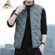 Scarecrow down cotton vest men's autumn and winter new warm jacket plus velvet thickened cotton coat outer sleeveless waistcoat vest 1906 black 2XL