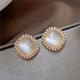 S925 Silver Needle Rhinestone Cat's Eye Retro Small Stud Earrings 2023 New Feminine Earrings Main Image