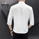 Woodpecker (TUCANO) shirt men's long-sleeved 2024 spring new fashion trendy men's versatile quarter-sleeved striped shirt men's top DC677 white XL