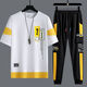 Yimuqi Summer à manches courtes SUPTERS CONSÉRIEURS CONSTERNES CONSTUSSIBLES À MANGE CASEVE SPORTS CONSTUSSIBLES SETTS TOUT-PIÈCES 10-20 ANS Suit étudiant 867 Black + 1563 Contrôle blanc S costume S.