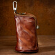 Slow time retro hand-rubbed genuine leather key bag for men and women, multifunctional first-layer cowhide key bag, waist hanging car lock bag, light brown