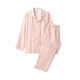 MUJI men's style, no side seams, double layer yarn, pajamas, men's home clothes, spring and autumn, FB0YDC4S, light orange stripes, M (top 170/92A, bottom 170/80A)