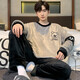 Yishan House 2024 new pajamas men's autumn and winter thickened coral velvet teenager warm winter home clothing set KZY3883 2XL code recommendation (150Jin [Jin equals 0.5 kg])