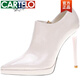 Katile crocodile white deep mouth single shoes for women slim heels 2025 autumn and winter new pointed toe high heels waterproof platform nude boots four season short boots black (short plush) 34