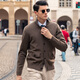 Mr. Cold Wool Blend Solid Color Stand Collar Cardigan Veste Spring and Automn Pull Men BT12139 Smoke Green L / 175