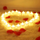 Good Lamb geführt elektronische Kerzenlampe Romantischer Heiratsantrag kreative Dekoration liefert Geburtstagsherz -Szene -Requisiten -Dekoration Valentinstag rund warmes Weiß [24 Pakete/kostenlose 100 Blütenblätter]