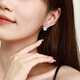 Chow Tai Sang sterling silver pearl earrings for girls butterfly luxury niche fashion high-end earrings as a birthday gift for girlfriend