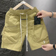 Lingkaqi Summer Men's Pocket Zipper Working Shorts Men's 2024 All-match Loose Quick Dry Sports and Leisure Five-Pin Beach Pants Black 23 Surface Zipper - Nylon Fabric 2XL Recommended 140-160Jin [Jin equals 0.5 kg]