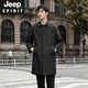 JEEP SPIRIT风衣男中长款外套2025新款春秋季过膝克苏鲁文职行政商务休闲大衣 黑色 M 100-120斤
