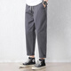 
Jewish casual pants for men in summer new loose ice silk straight sport nine-point pants for men conical Korean style trendy trousers 9904 khaki gray L
