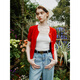 
Fan Silan French round neck sweater cardigan for women summer temperament short-sleeved three-dimensional flower top 24FS12111 Beige XS