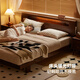 
Original solid wood bed Modern simple double bed 1.8 meters Nordic master bedroom large bed Oak solid wood bed L701V [high body black walnut color] 1.5*2.0 meters - single bed luminous bed