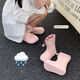 Thin strips (XIXITIAO) Wear waterproof drawstrings on rainy days outside for women's four-season universal eva parent-child fashion rain boots water shoes meat pink single layer [creative splicing] 36-37