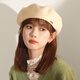 LeCali beret women's autumn and winter retro imitation woolen solid color hat with face, versatile painter's hat, Japanese pumpkin hat, apricot