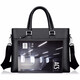 Septwolves Briefcase Men's Business Men's Bag First Layer Cowhide Handbag Crossbody Bag Shoulder Backpack Laptop Bag Black