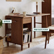 Genji Muyu solid wood double desk bookcase combination oak study table simple computer desk two tables and one cabinet walnut color 2.4 meters