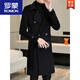 ROMON woolen coat men's mid-length handsome belt slim woolen woolen coat double-sided woolen windbreaker black 2XL 185 recommended 140Jin Jin equals 0.5kg -155Jin Jin equals 0.5kg