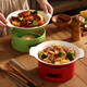 Duo Meiran hotel ceramic casserole dry pot pot commercial restaurant alcohol stove heating candle insulation open stove pot small hot pot 9-inch red (dual ears) shallow pot + stove base round body