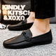 She Mengduo men's beans shoes Korean versatile business casual leather shoes breathable non-slip men's shoes 2022 summer one-foot single shoes d826 black 39
