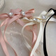 Haydou French ribbon beads long tassel bow hair clip ballet style braided pair sweet girl bangs hair clips beige tassel bow pair