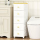 NAYALER NAYALER Seam Storage Cabinet Drawer-type Bathroom Storage Cabinet Narrow Cabinet Kitchen Plastic Multi-layer Storage Cabinet 25cm Width - Minimalist European Pearl White - Four Layers Healthy PP Raw Material Damaged Reissue