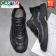 CARTELO Crocodile (CARTELO) top layer cowhide men's casual shoes 2025 spring new lace-up outdoor soft sole shoes driving shoes breathable men's shoes 9918 black 40