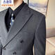 Jason's British business gun lapel double-breasted slim suit suit men's light luxury wedding dress groom's suit three-piece suit 338 black (suit + pants) XL