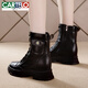CARTELO Martin boots with height-enhancing women's shoes British women's boots breathable single boots versatile mid-tube boots 2025 autumn new style beige plus velvet 34