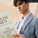 Dongbolini summer striped casual suit men imported fabric wool casual suit jacket light gray blue wide strip 46
