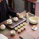 Lingyi tea set complete tea set set beige Ru kiln teapot tea cup gift box beige Ru kiln 16-head gift box set