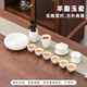 Bangsheng mutton-fat jade Dehua white porcelain Kung Fu tea set home living room office high-end light teapot lid bowl tea cup mutton-fat jade holding incense cup 10 pieces