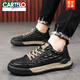 CARTELO Shoes for men's autumn new low-top leather breathable lightweight board shoes for men's spring and autumn casual sports workwear shoes trend L1392 black 41