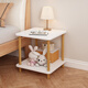 Boundary line bedside table storage bedroom small simple small table mini bedside cabinet storage rack storage bedside table side table double layer pastoral oak color 60*40cm