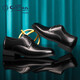 Goldlion Men's Shoes Business Formal Shoes Autumn and Winter Soft Banquet Wedding Shoes Comfortable Derby Leather Shoes 50274043201A Black 42