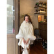 Golden Fox Brand Autumn and Winter New Double-Sided Wool Coat Women's Fox Fur Collar Cloak Shawl Korean Wool Fur Jacket Mixed Cute S (85~115)
