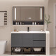 
Simple solid wood ceramic basin integrated basin bathroom cabinet floor-standing wash basin cabinet combination bathroom face washing custom 12048 light luxury gray smart mirror cabinet floor cabinet style