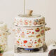 Mincheng's new thickened 24 cm double-layer steamer household enamel soup pot enamel two-layer steamer induction cooker gas stove cake flower double-layer steamer 2 layers 24cm
