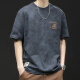 Romon Heavy Hole Sorted Men's Loose Lave Laving Brand Summer 2025 Camiseta de algodón puro de ropa para hombres Camiseta para hombres Dark Grey XL [Adecuado para 145-160Jin [Jin iguala 0.5 kg]]]