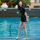 
speedo cut off code clearance swimsuit women cover their belly and make them look slim adult swimsuit women soak in hot spring conservative new swimsuit lucky bag black/white 13575 S [32 size recommended weight 44-50kg]