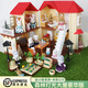 Senebeer Family Forest Family Lighting Villa Big House Girl spielen Haus Simulation Villa Kinder Set Spielzeug beleuchten Villa mit Raum + 11 Möbel 22 Puppen 5 Lichter